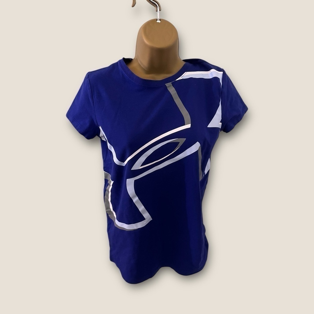 Under Armour The Classic Tee Short Sleeve Logo Graphic Purple Blue XS